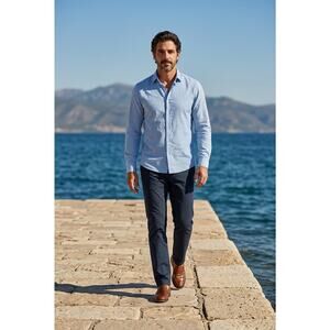 Tommy Bahamas Navy Tencel Blend Flat Front Chino Pants 38 X 34